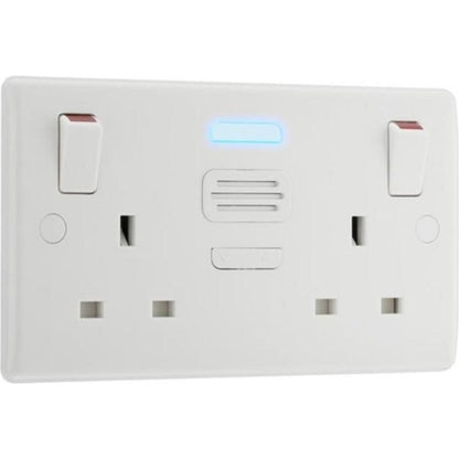 British General Nexus Double Switched 13A Power Socket with Door Chime - White