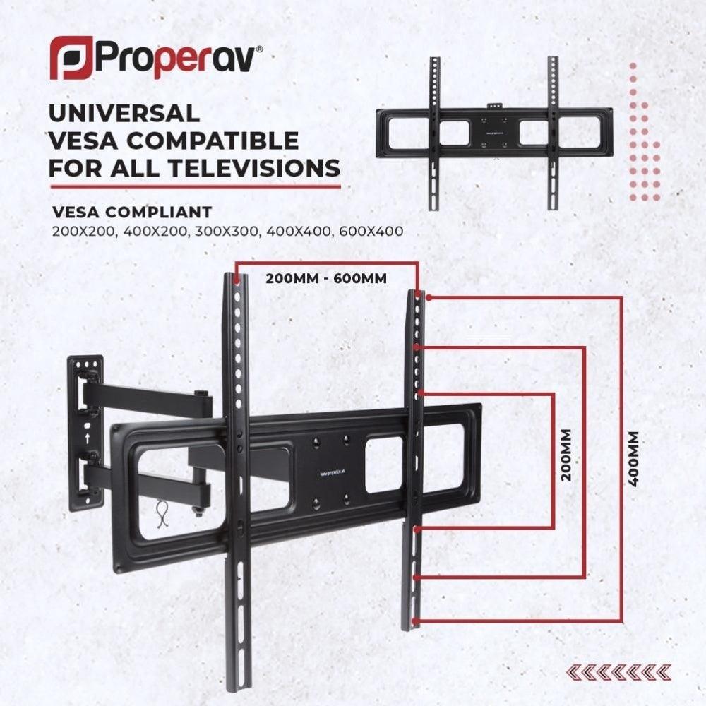 ProperAV TV Wall Bracket 37’’-70’’ Heavy Duty Swing Arm VESA Max 600X400 Black