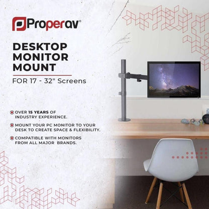 ProperAV Desk Monitor Mount Swing Arm 17’’- 34’’ Ext VESA Max 100x100