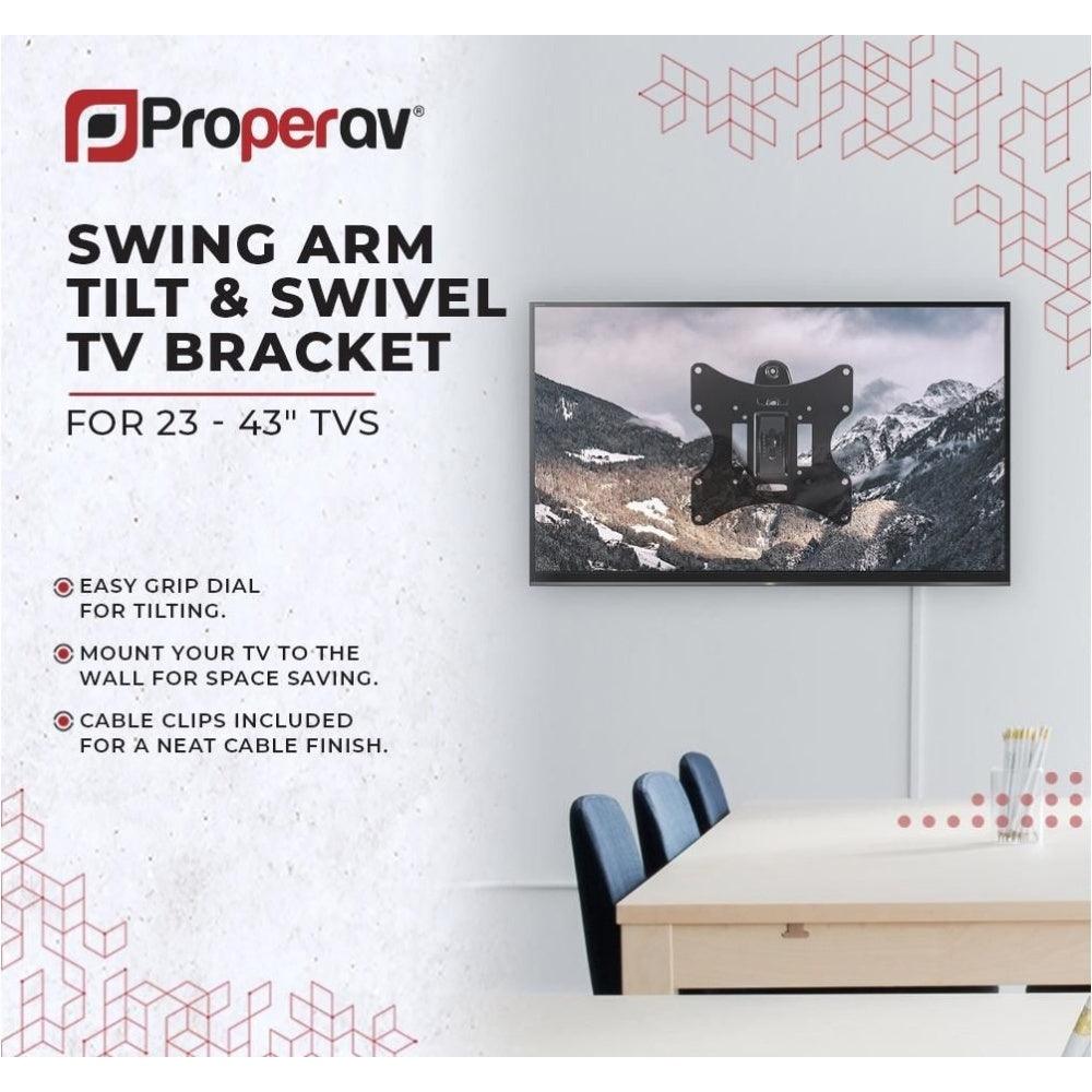 ProperAV TV Wall Bracket 23-46’’ Swing Arm Tilt 20 VESA Max 200x200 Black