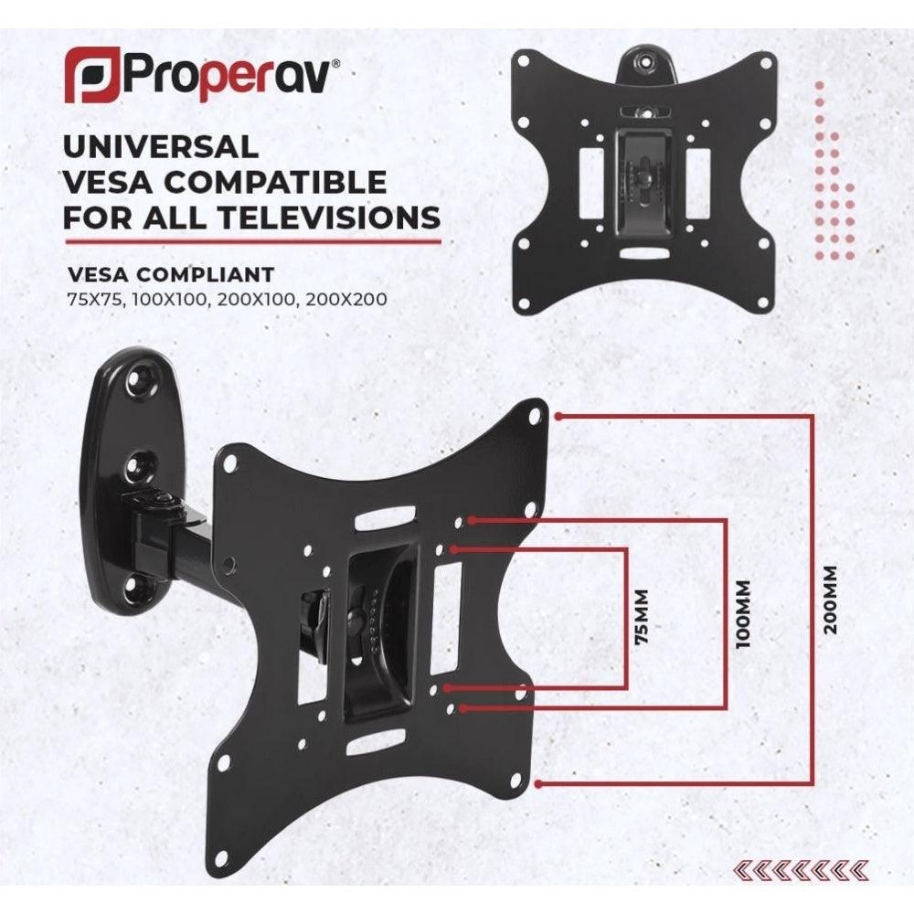 ProperAV TV Wall Bracket 23-46’’ Swing Arm Tilt 20 VESA Max 200x200 Black