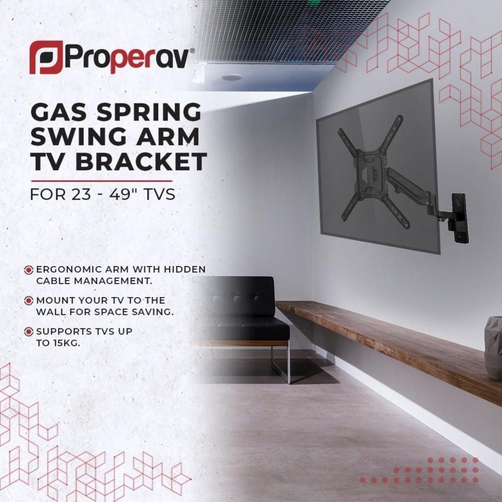 ProperAV TV Wall Bracket 23’’- 49’’ Swing Arm Gas Spring VESA Max 400x400