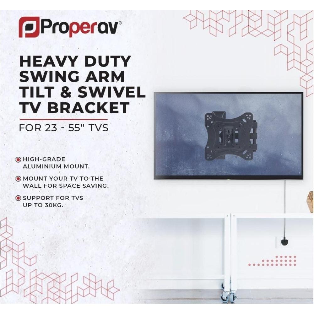 ProperAV TV Wall Bracket 23’’- 55’’ Swing Arm Tilt 20 VESA 400x400 - Black