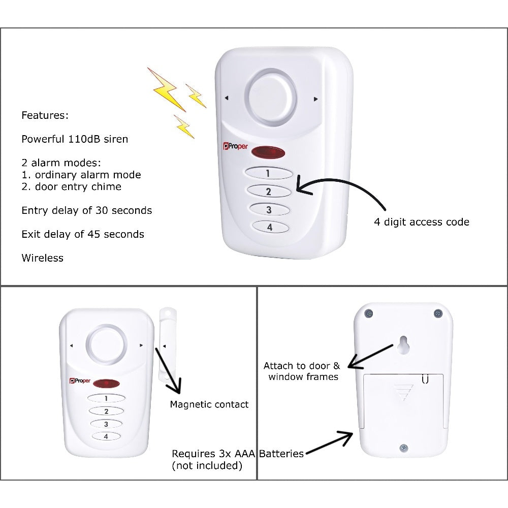 Properav P-SACKW-1 Alarms