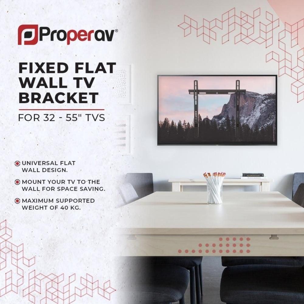 ProperAV Flat TV Wall Bracket Slim Profile 32- 55’’ VESA Max 400x400 Black