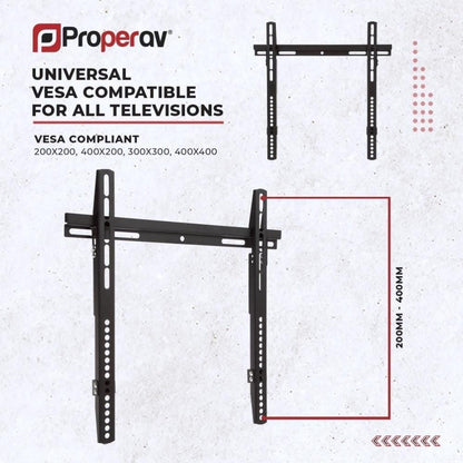 ProperAV Flat TV Wall Bracket Slim Profile 32- 55’’ VESA Max 400x400 Black