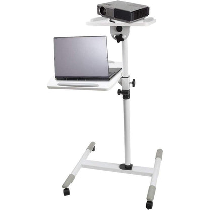 ProperAV Mobile Desk Workstation & Projector Trolley - White