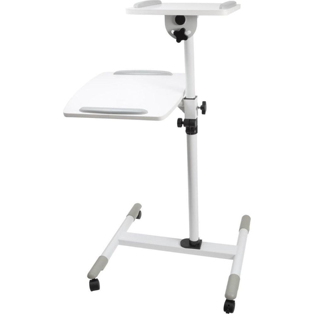 ProperAV Mobile Desk Workstation & Projector Trolley - White