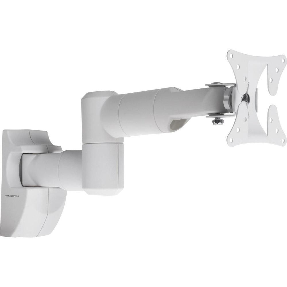 ProperAV Swing Arm White TV Wall Bracket 13-28’’ Tilt 20 VESA Max 100x100 Dual Pivot