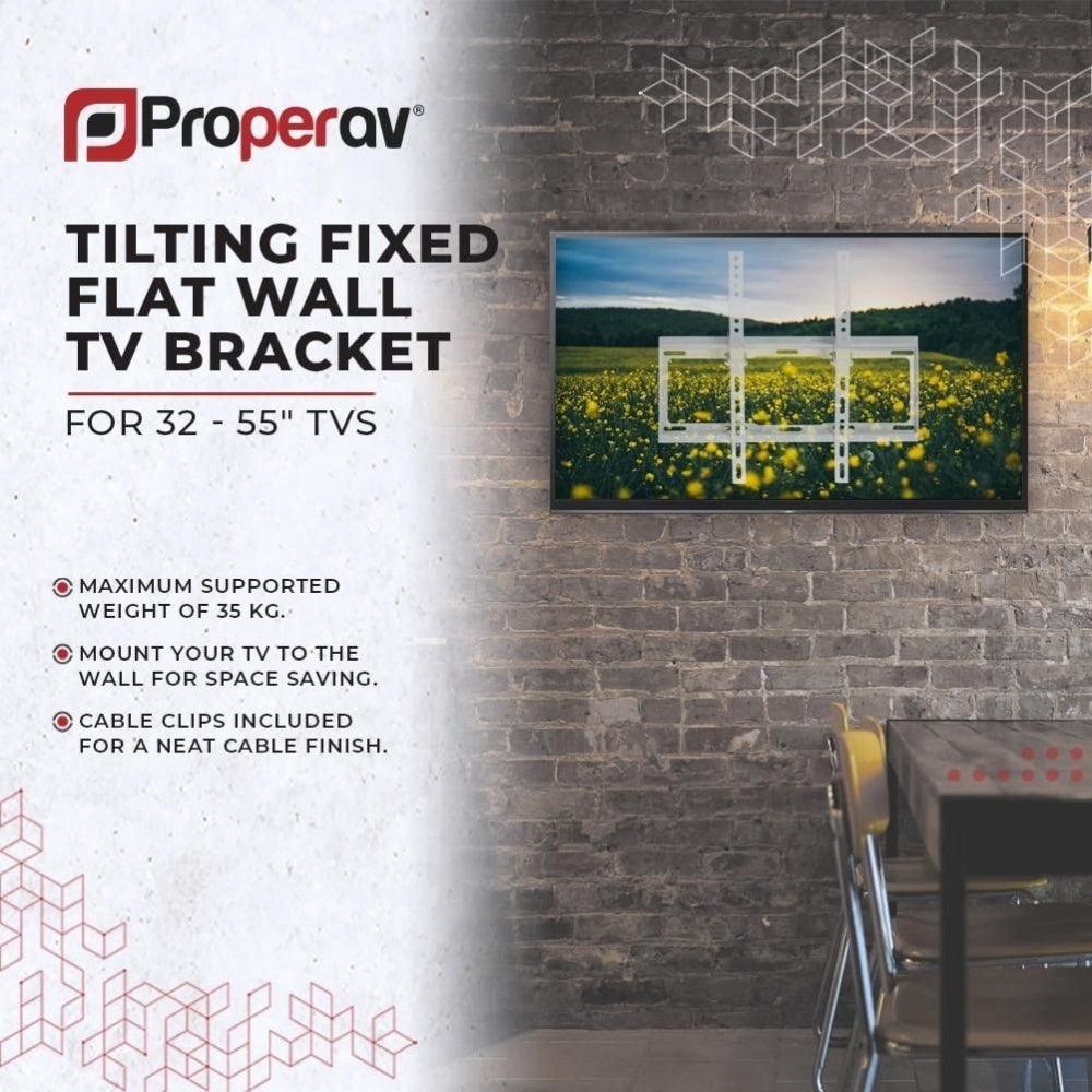 ProperAV Fixed Flat Wall TV Bracket 32-55'' Tilt 14 VESA Max 400x400 - White