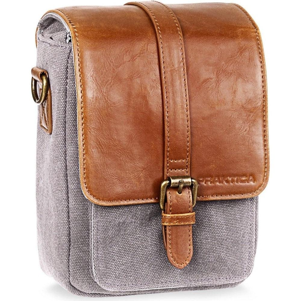 PRAKTICA Heritage Binocular Shoulder Case Bag Canvas & PU Leather - Grey/Tan