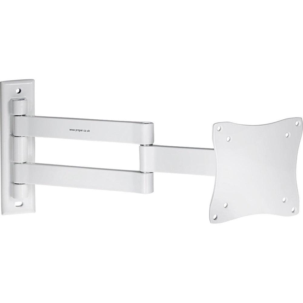 ProperAV Heavy Duty Swing Arm TV Wall Bracket 13 - 28" Tilt 70 VESA Max 100 x 100 - White