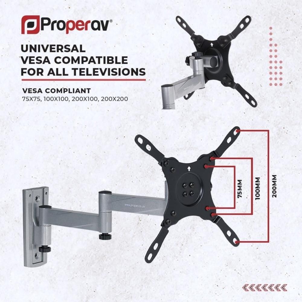 ProperAV Lockable Swing Arm TV Wall Bracket for Motorhome RV Boat VESA Max 200x200