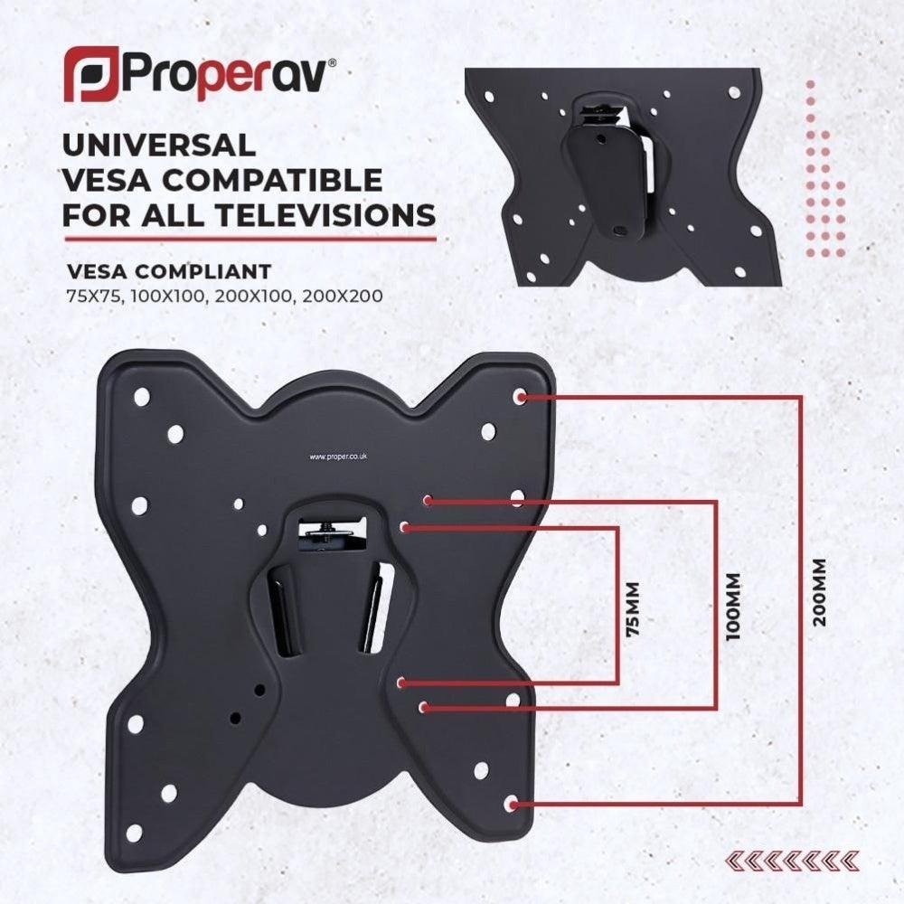 ProperAV Fixed Flat Wall TV Bracket 23’’- 43’’ VESA Max 200x200 Black