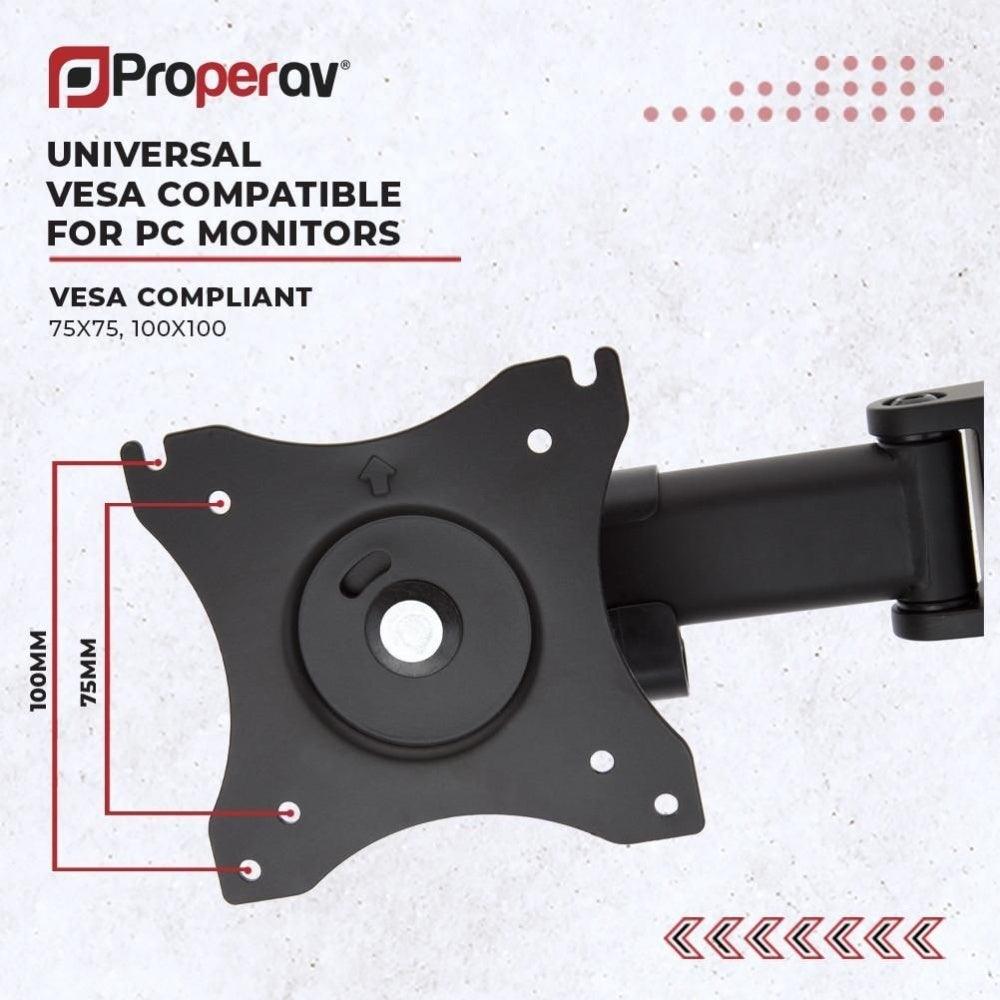 ProperAV Desk Monitor Mount Dual Swing Arm Free Standing Base 17’’- 34’’ VESA Max 100x100