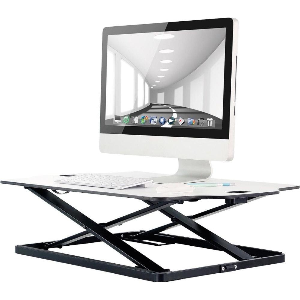 ProperAV Stand Up Desk Converter with Gas Spring Lift Variable Height Settings - White