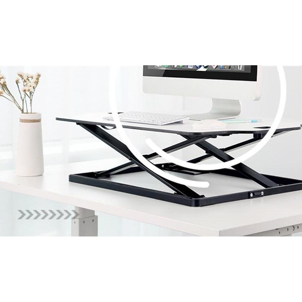 ProperAV Stand Up Desk Converter with Gas Spring Lift Variable Height Settings - White