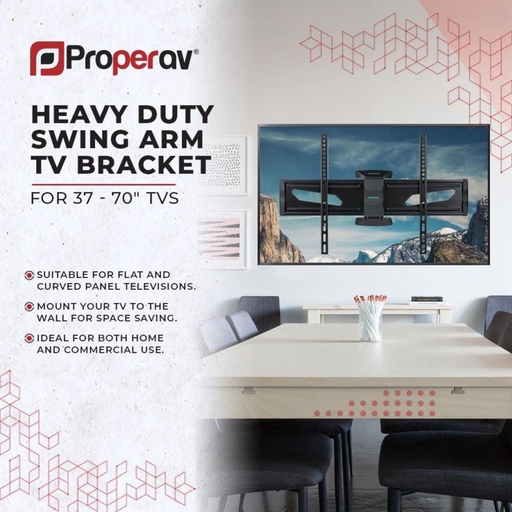 ProperAV Heavy Duty Swing Arm TV Wall Bracket 37- 75’’ VESA Max 600x400 Black