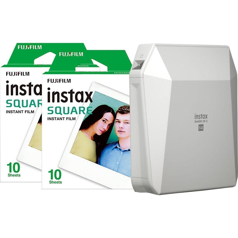 Fujifilm Instax SP-3 Share Square Wireless Photo Printer - White - Printer + 20 Shot Pack