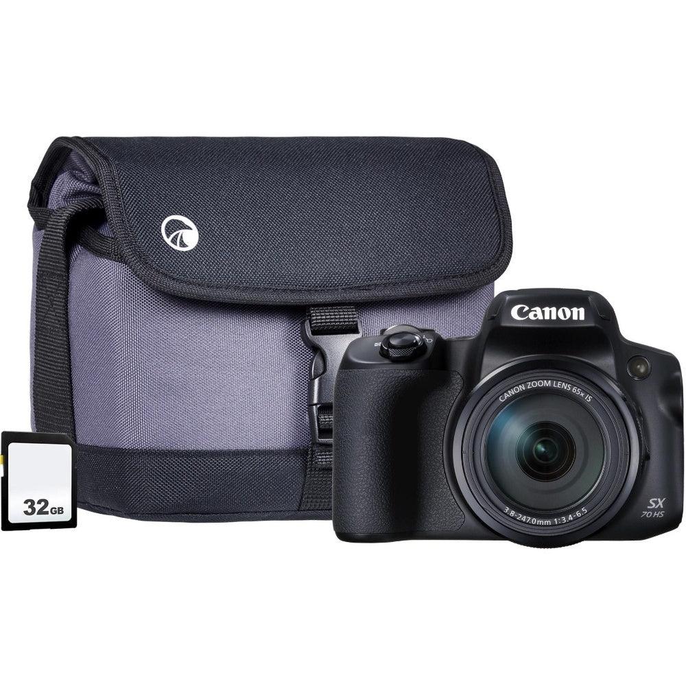 Canon PowerShot SX70 HS 20.3MP 65x Zoom Bridge Camera Sandisk 32GB SD Card & Case - Black