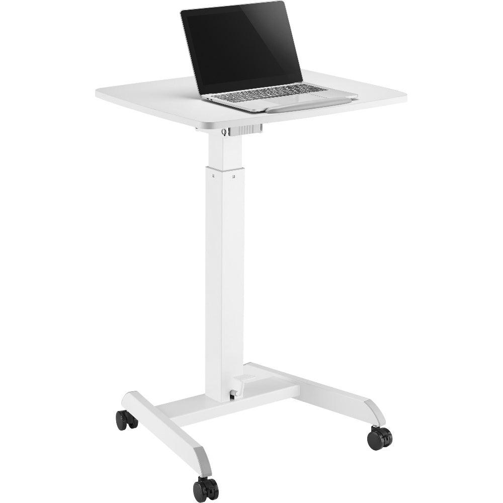 ProperAV Mobile Desk Trolley Workstation with Gas Spring Height Adjustment White