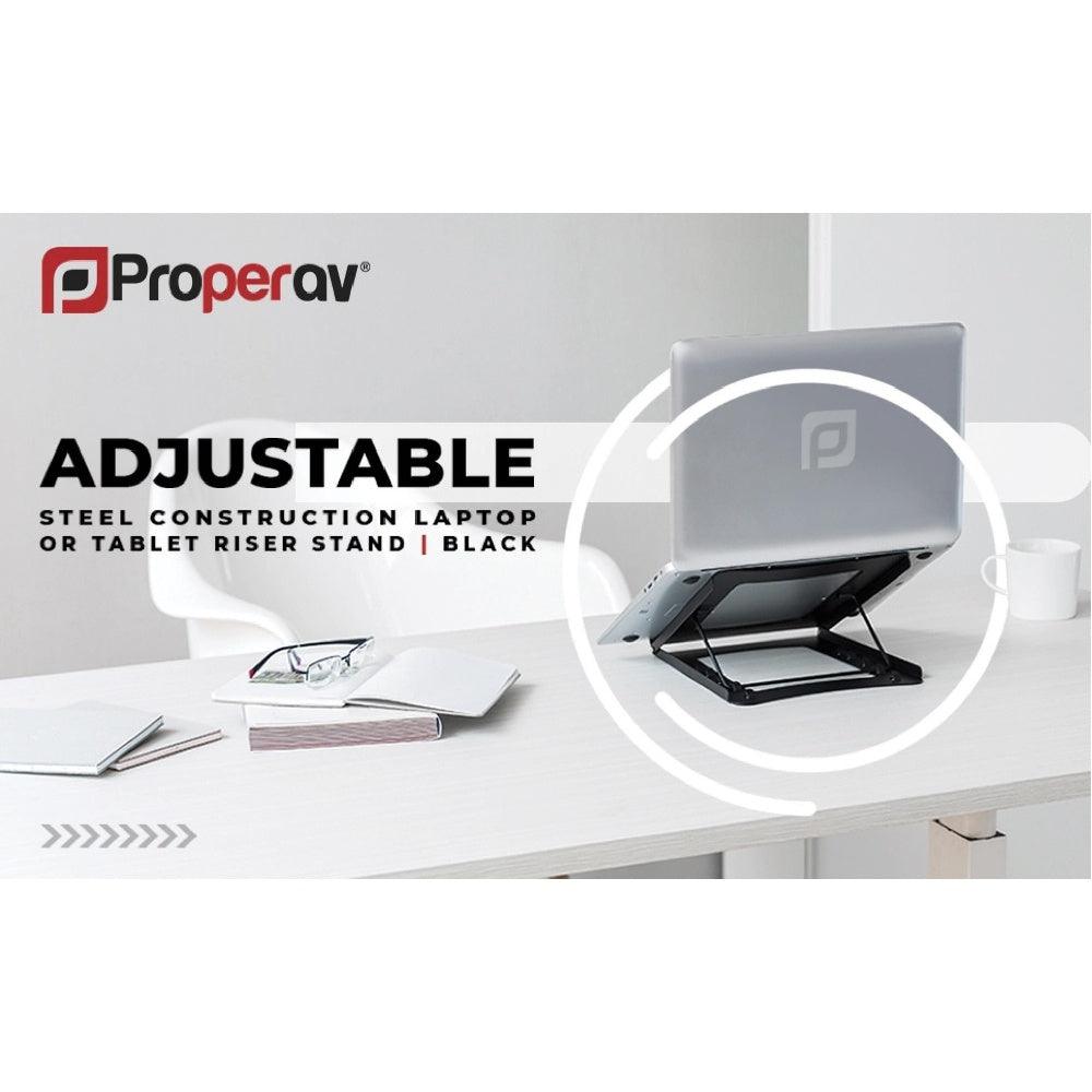 ProperAV Laptop or Tablet Stand 5 Adjustable Settings Steel Construction - Black