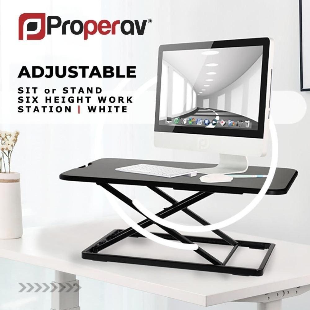 ProperAV LITE Stand Up Desk Converter with 6 Height Settings - Black