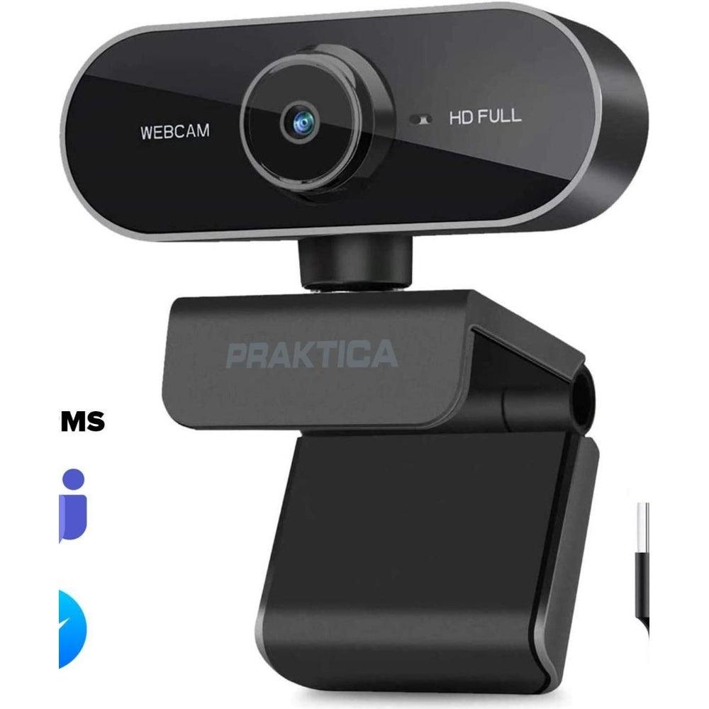 PRAKTICA Webcam Full HD 1080P Auto Focus USB-A Built in Microphone & Tripod Mount