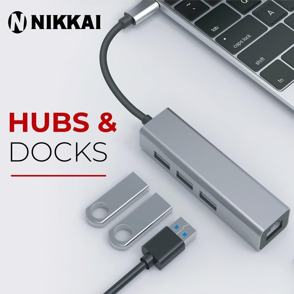 Nikkai USB-C Multiport Hub 3x USB-A 3.0 / Gigabit RJ45