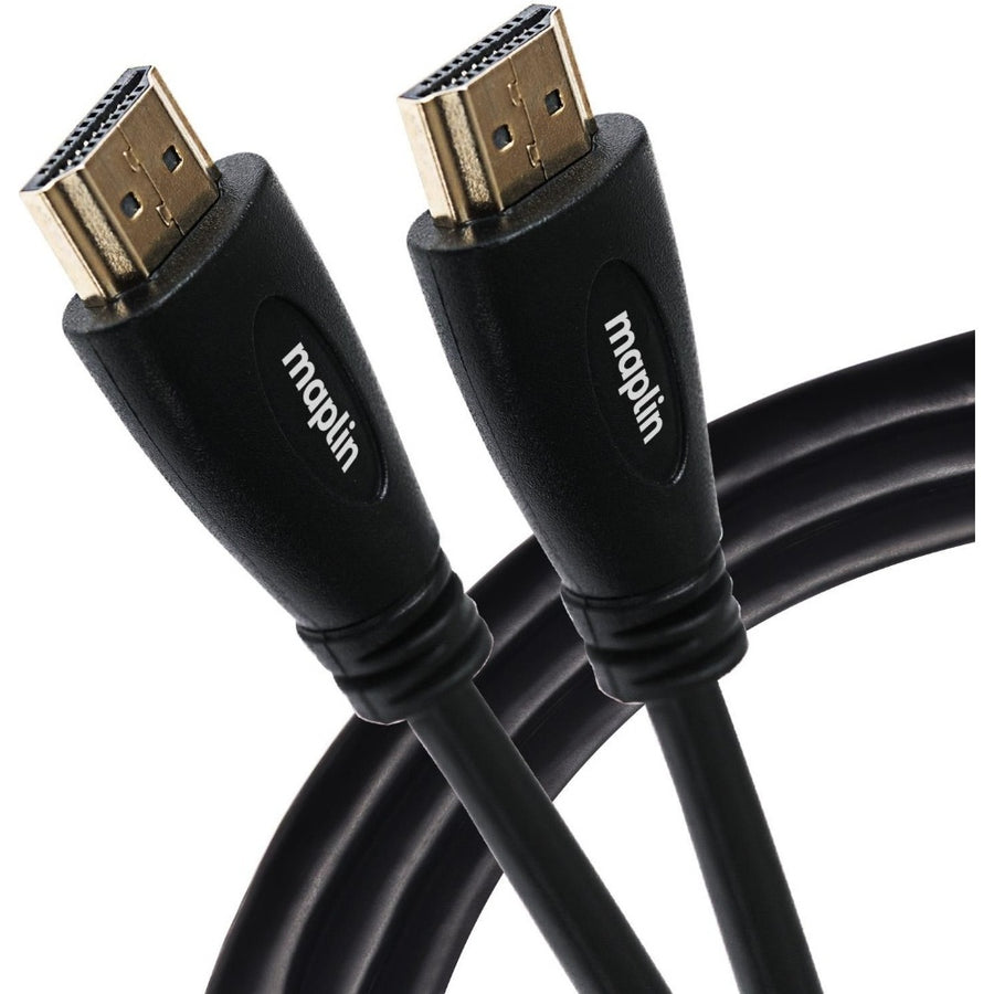 Maplin Thin HDMI to HDMI 4K Ultra HD Cable with Ethernet & Gold Connectors - Black, 3m