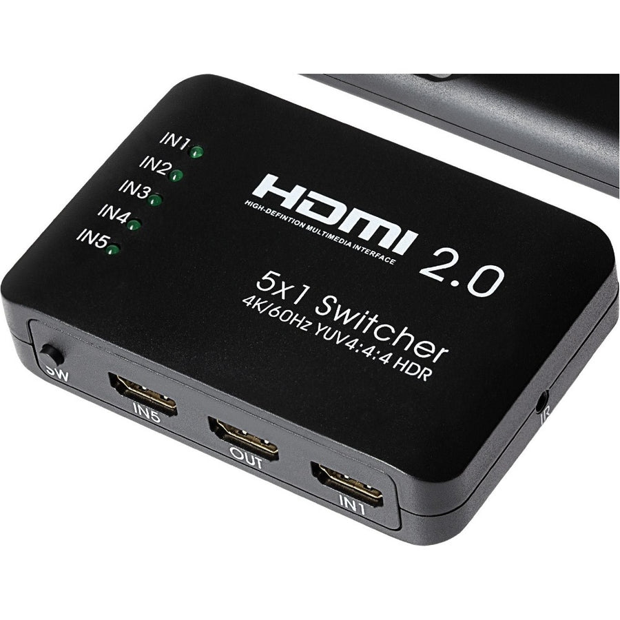 Maplin HDMI Switch 5 Ports In 1 Port Out Ultra HD 4K@60Hz with Remote Control