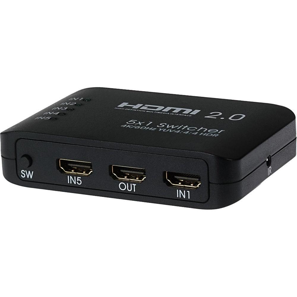 Maplin HDMI Switch 5 Ports In 1 Port Out Ultra HD 4K@60Hz with Remote Control