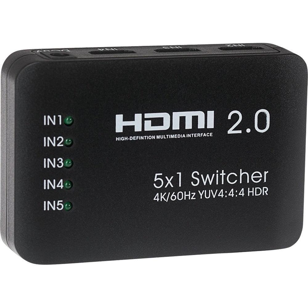 Maplin HDMI Switch 5 Ports In 1 Port Out Ultra HD 4K@60Hz with Remote Control