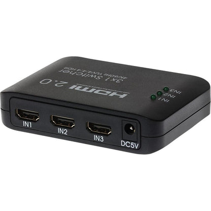 Maplin HDMI Switch 3 Ports In 1 Port Out Ultra HD 4K@60Hz with Remote Control