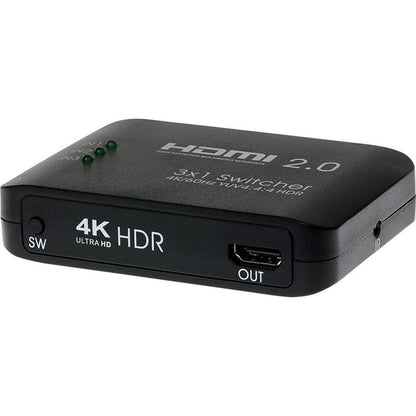 Maplin HDMI Switch 3 Ports In 1 Port Out Ultra HD 4K@60Hz with Remote Control