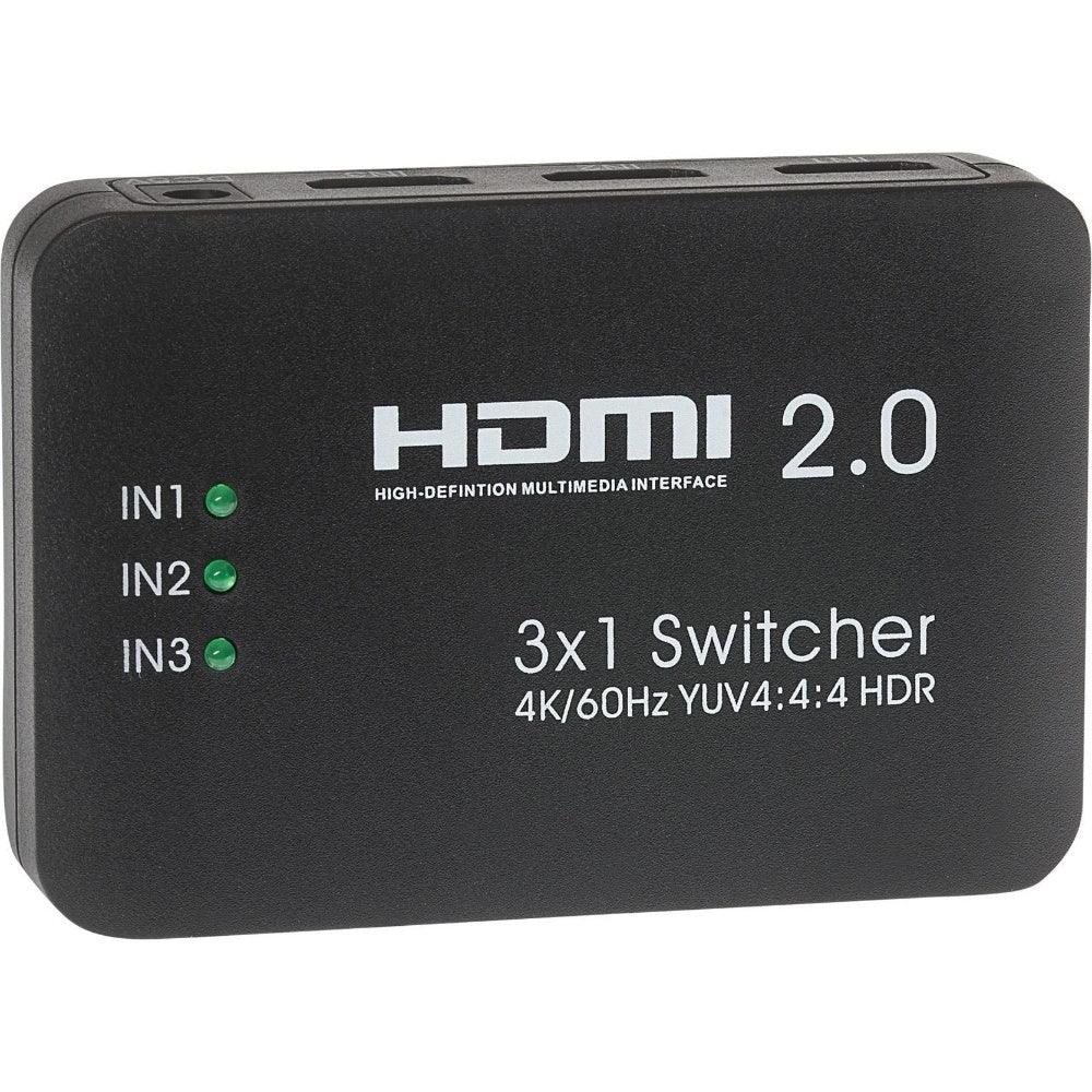 Maplin HDMI Switch 3 Ports In 1 Port Out Ultra HD 4K@60Hz with Remote Control