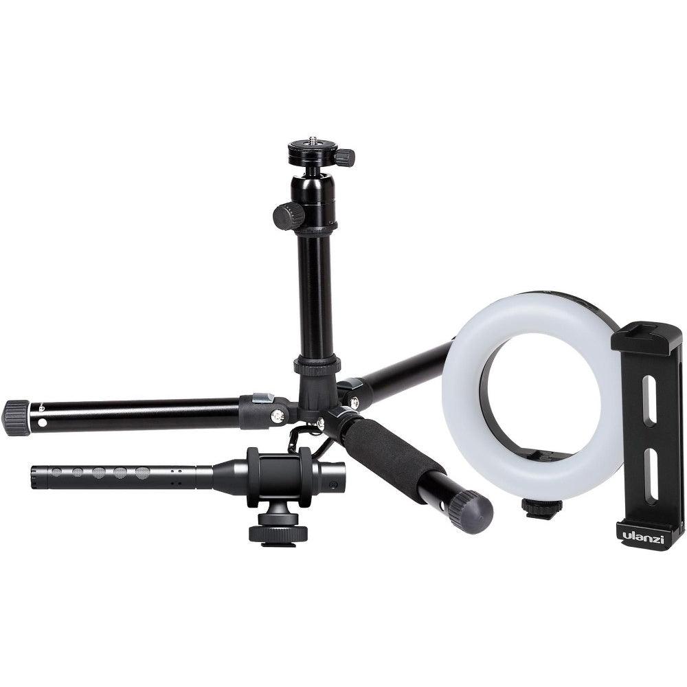 ProSound Vlogger Kit 1 with Portable Mid Size Tripod iPad/iPhone Holder LED Ring Light & Shotgun Microphone