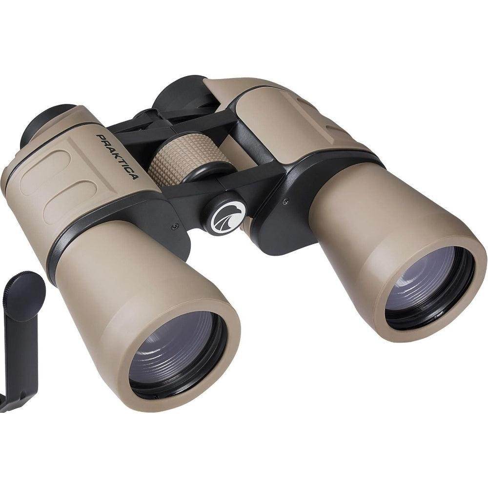 PRAKTICA Falcon 12x50mm Porro Prism Field Binoculars - Sand - Binoculars + Tripod Mount - Hipeon