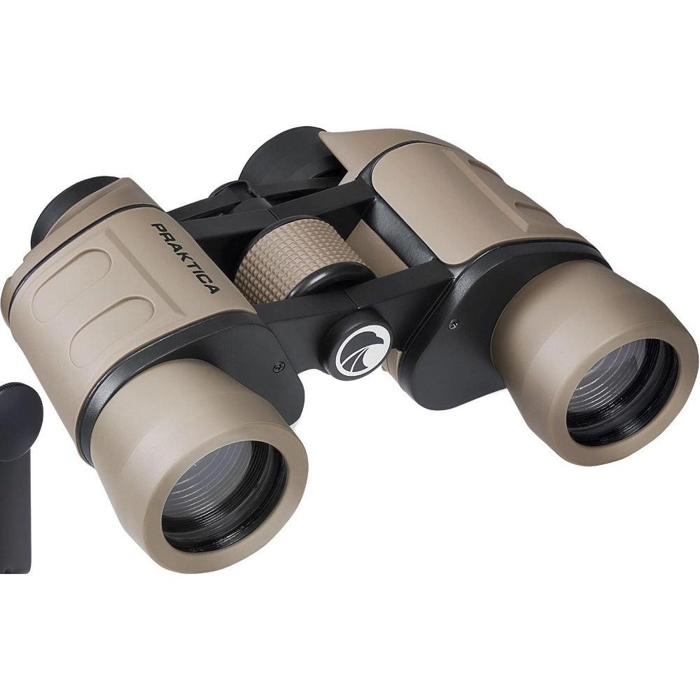 PRAKTICA Falcon 8x40mm Wide Angle Porro Prism Field Binoculars - Sand - Binoculars + Tripod Mount