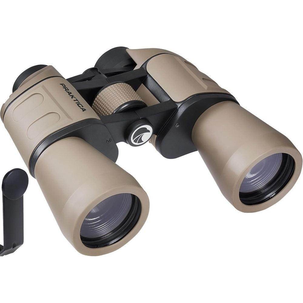 PRAKTICA Falcon 10x50mm Porro Prism Field Binoculars - Sand - Binoculars + Tripod Mount - Hipeon
