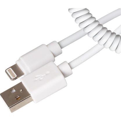 Maplin Lightning Connector to USB-A Coiled Curly Cable Extending to 0.5m White