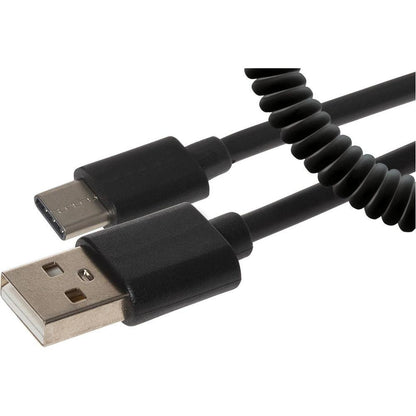 Maplin USB-A to Micro USB-B Coiled Curly Cable Extending to 1.0m Black