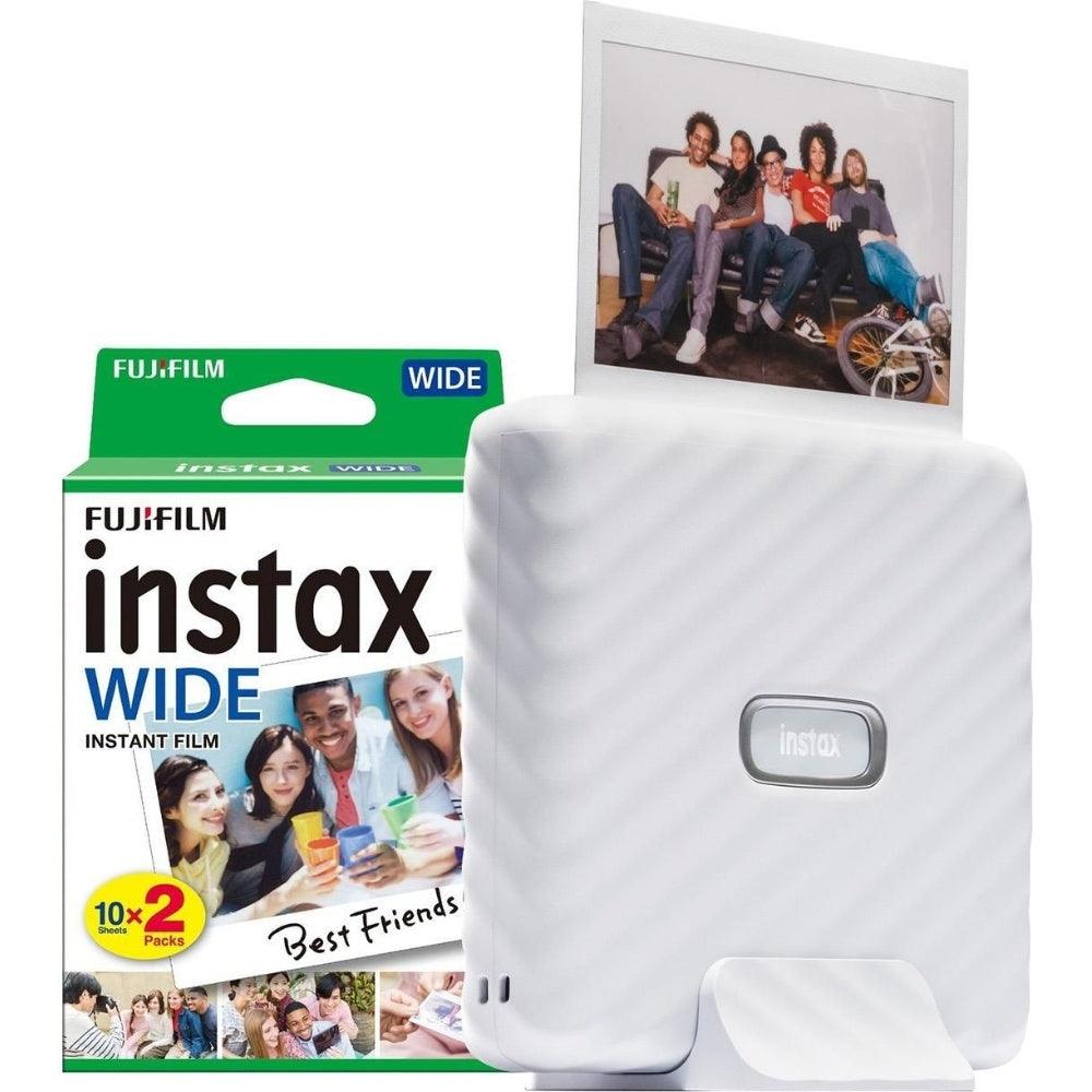 Fujifilm Instax Link Wide Printer - Ash White - Printer + 20 Shot Pack