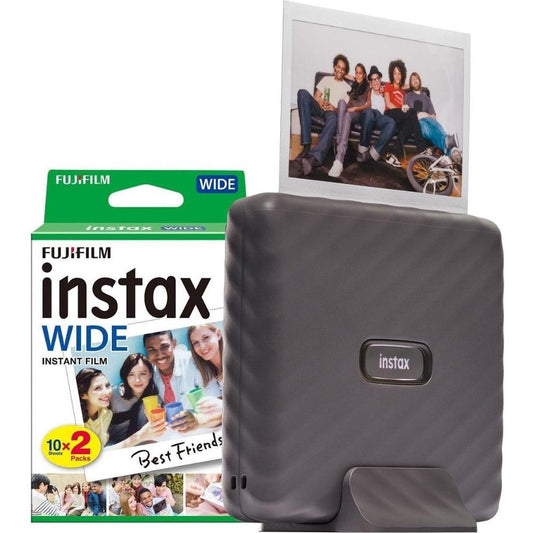 Fujifilm Instax Link Wide Printer - Mocha Grey - Printer + 20 Shot Pack