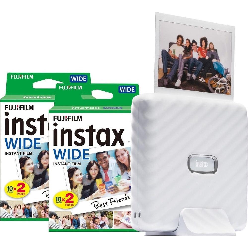 Fujifilm Instax Link Wide Printer - Ash White - Printer + 40 Shot Pack