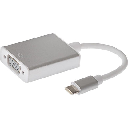 Maplin Aluminium Full HD 60Hz USB-C 3.1 to VGA Adapter - White 16cm