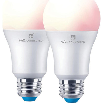 4lite WiZ Connected A60 Dimmable Multicolour WiFi LED Smart Bulb - E27 Large Screw - Pack of 2