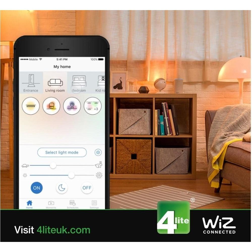 4lite WiZ Connected A60 Dimmable Multicolour WiFi LED Smart Bulb - E27 Large Screw - Pack of 2