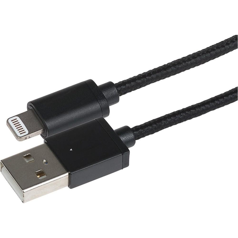 Maplin Lightning Connector to USB-A Braided Cable 1.8m Black