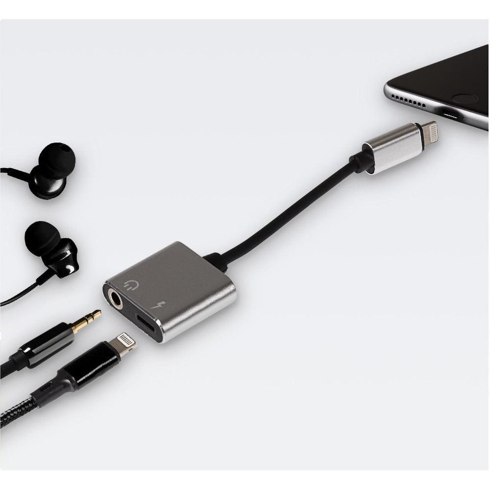 Maplin Lightning Connector to 3.5mm Headphone Audio Jack + Lightning Charging Port Adapter - Electronics > Electronics